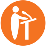 Candidates Man standing at lecturn